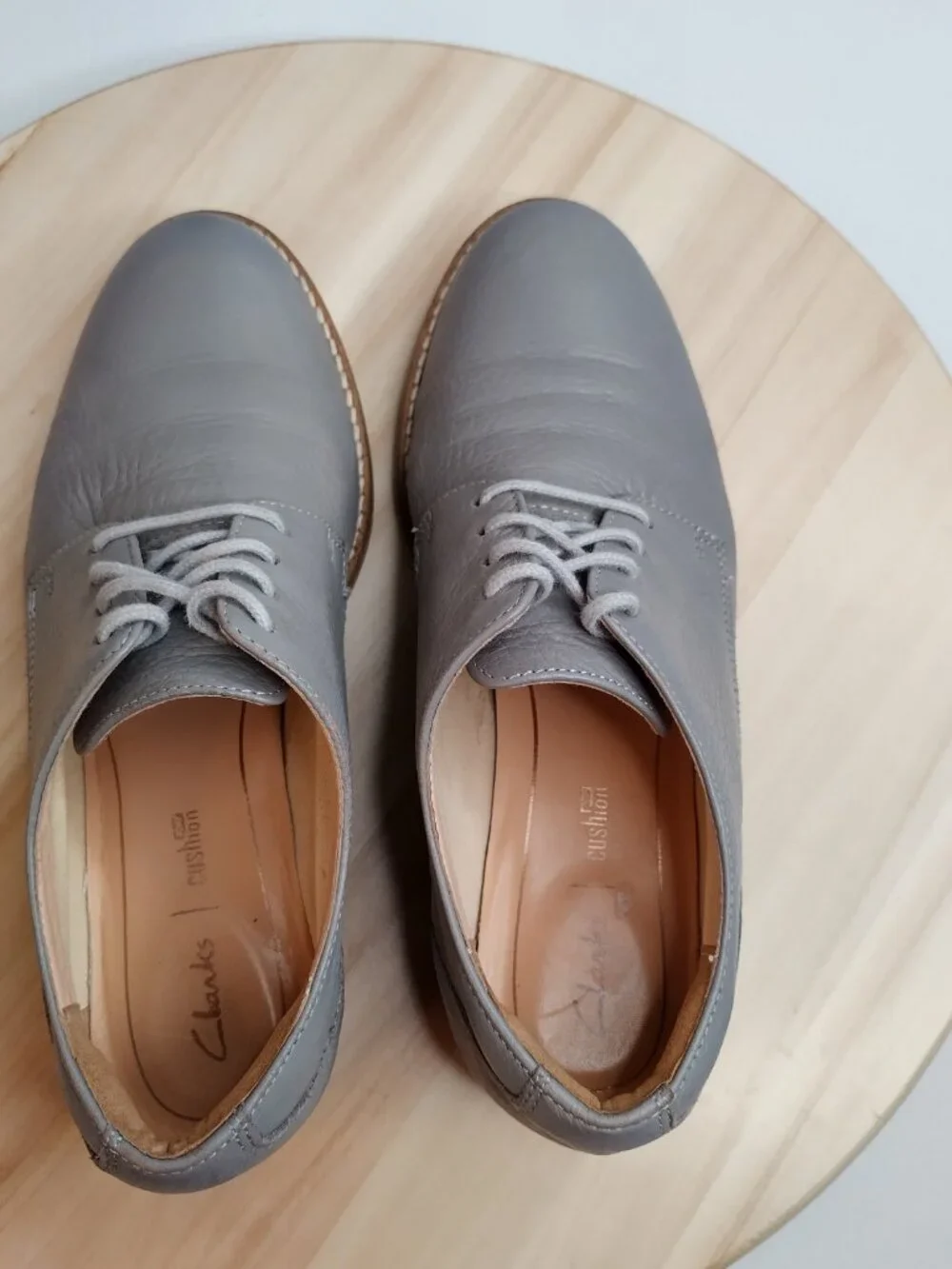 Clarks Netley Bloom Leather Gray Oxfords Women US 6.5M